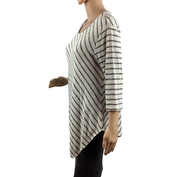 Vince Camuto Tunic Top Size M Gray Stripe - Picture 4 of 7